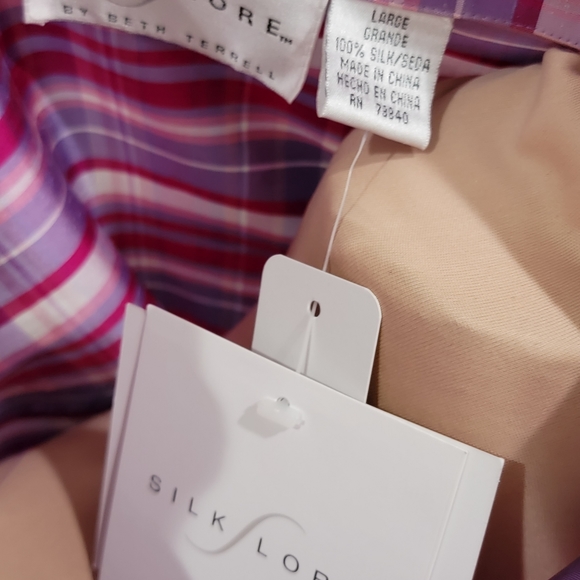 Silk Lore silk plaid blouse L - Picture 8 of 8